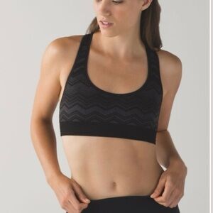 Lululemon Ebb & Flow Racerback Sports Bra Reversible Heathered Black Size 2 XS